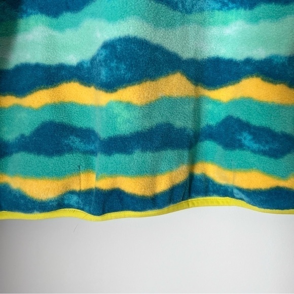 Lands' End Heritage Teal Mountain Ombre Print Snap Mock Fleece Pullover Gorpcore - Picture 11 of 15